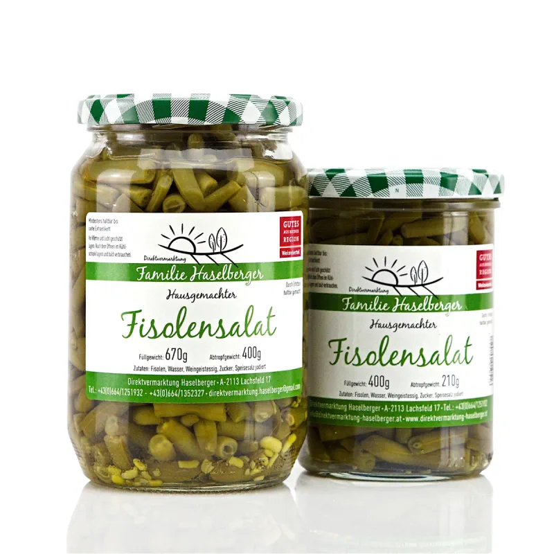 zwei Gläser Fisolensalat