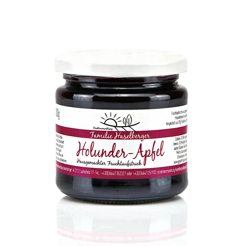 Ein Glas Holunder Apfel Fruchtaufstrich