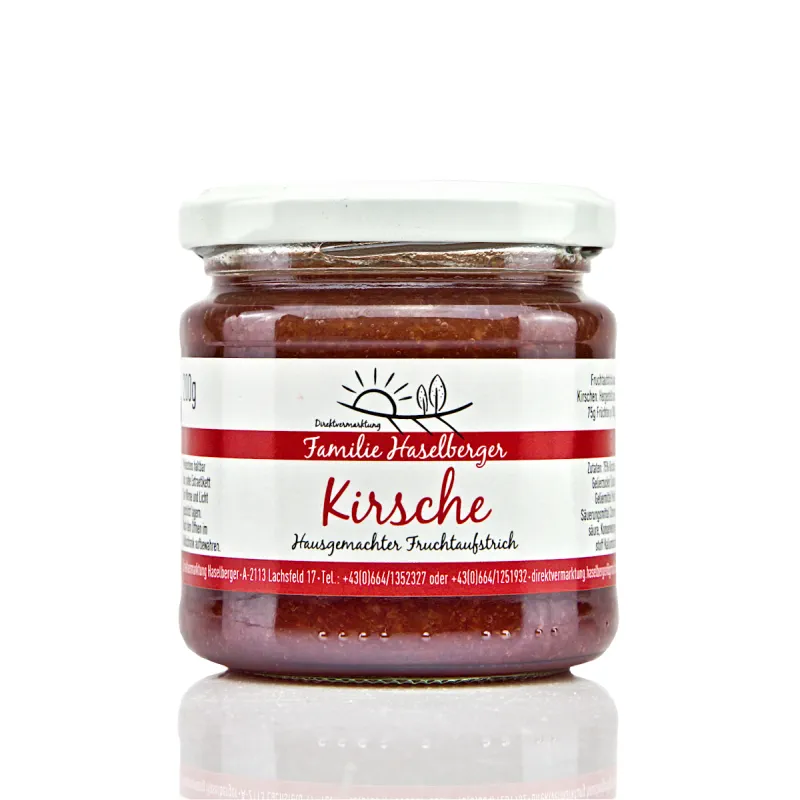 Ein Glas Kirsche Fruchtaufstrich