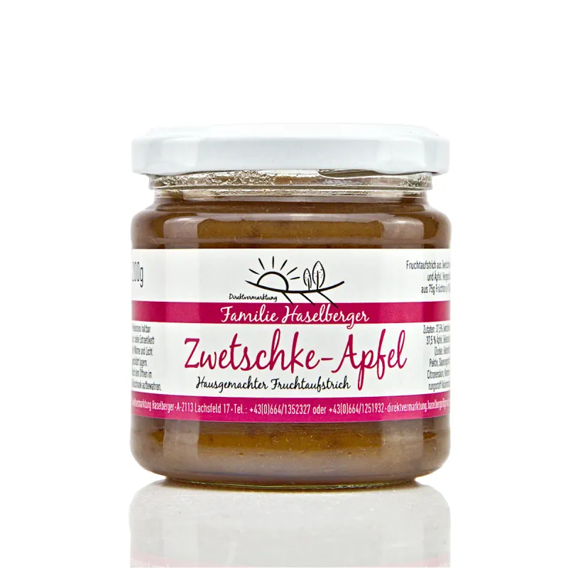 Ein Glas Zwetschken-Apfel Fruchtaufstrich